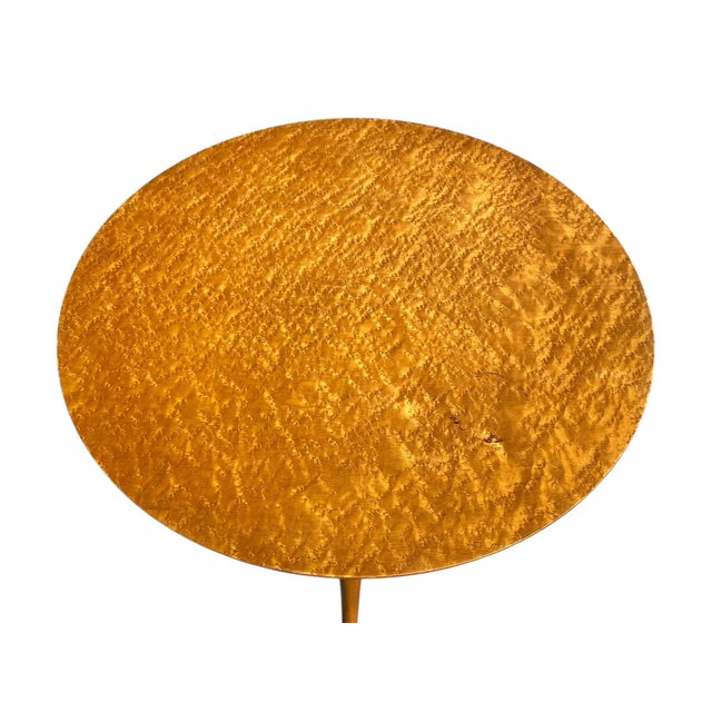 American Vintage Queen Anne Style Birds Eye Maple Tea Table For Sale - Image 3 of 9