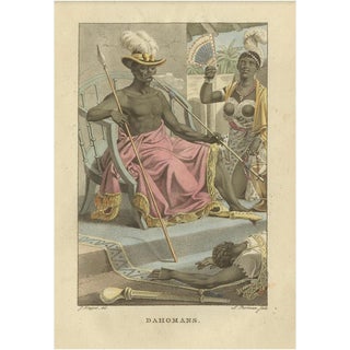 After Kuyper, Kingdom of Dahomey (Benin) Figures, Hand-Colored Engraving, 1810s For Sale