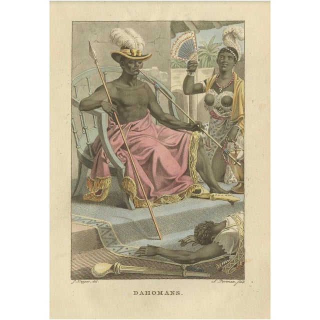 After Kuyper, Kingdom of Dahomey (Benin) Figures, Hand-Colored Engraving, 1810s For Sale