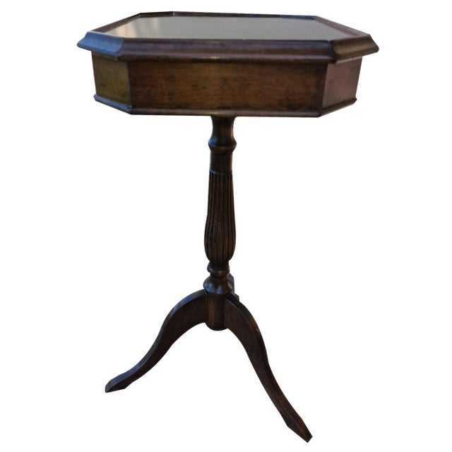 Neoclassical Octagonal Tripod Side Table in Walnut, 1950s For Sale