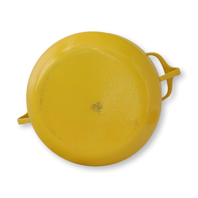 Mid 20th Century Dansk Kobenstyle Yellow Enamel Cooking Pot For Sale - Image 5 of 5