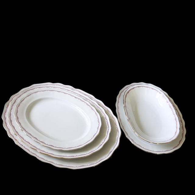 Small Vintage Deep Oval Serving Plate with Gold Ribbon and Red Pattern from Rörstrand, Sweden For Sale - Image 3 of 5