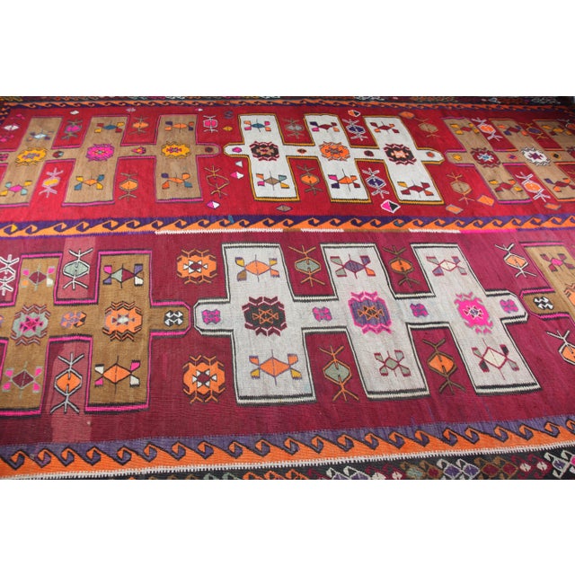 Oversized Vintage Kars Kilim With Tribal Geometric Motifs – Handwoven in Eastern Anatolia -8' 6'' X 13' 2'' For Sale In Tampa - Image 6 of 10