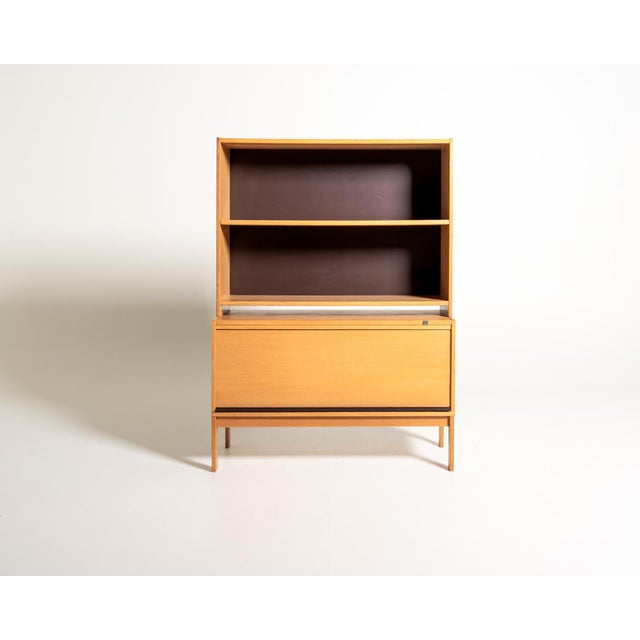 Scandinavian Oak Bookcase with Shutter, 1960s For Sale - Image 12 of 12