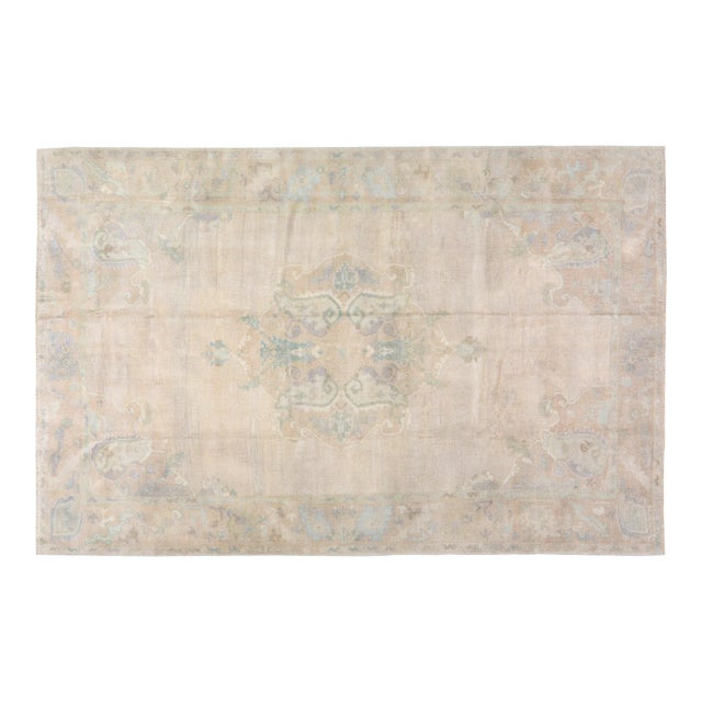 Vintage Turkish Oushak Hand Knotted Wool Rug, 4'9"x7'8" For Sale