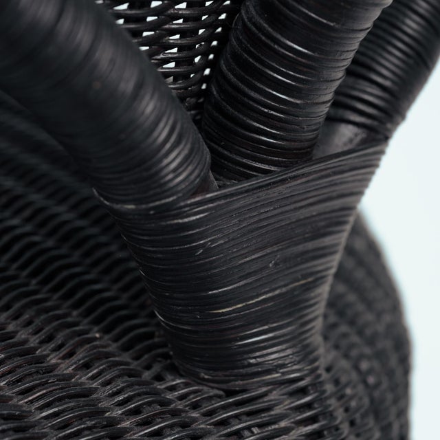 Set of Sculptural Rattan Tripod Armchairs, 1980s For Sale - Image 13 of 18