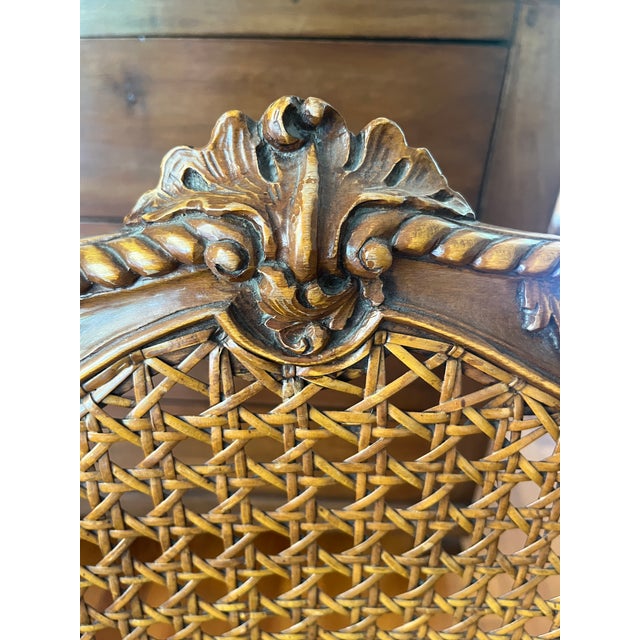 Imported Italian Walnut Settee With Caned Back, 19th Century For Sale - Image 4 of 7