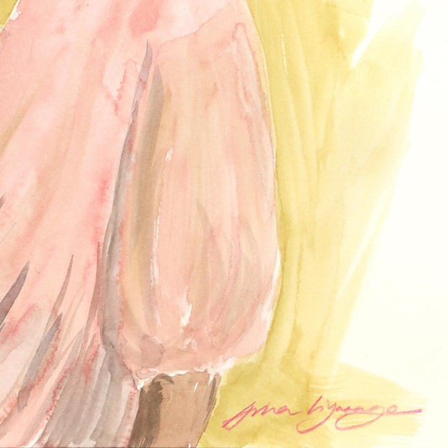 Here I Am - Original Figurative Portrait Watercolor Painting on Paper by Ama Liyanage For Sale - Image 4 of 6
