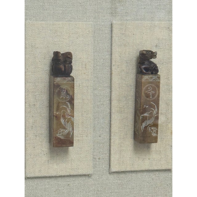 Chinese Zodiac Stamp Stone Shadow Box For Sale In San Francisco - Image 6 of 12