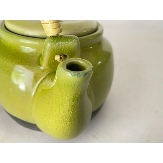 Crakeled Ceramic Tea Pot in Green, France, 20th Century For Sale - Image 6 of 11