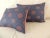 Red and Blue Satin Cotton Modern Bolster Decorative Pillows From Portugal- A Pair For Sale - Image 4 of 8