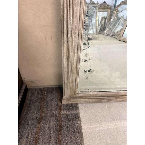 Large 19th Century Antique French Painted Carved Wood Mirror For Sale - Image 4 of 7