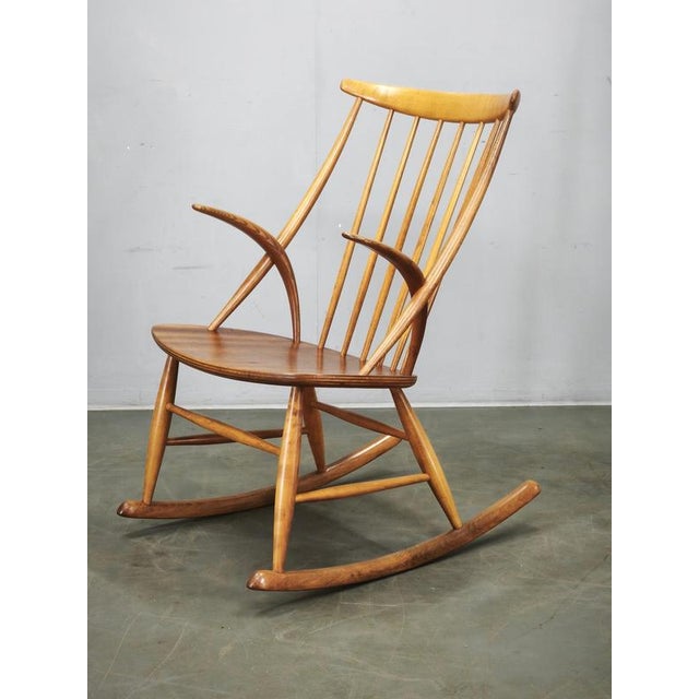 Beige Danish Modern Rocking Chair by Niels Eilersen for Illum Wikkelsø, 1960s For Sale - Image 8 of 13