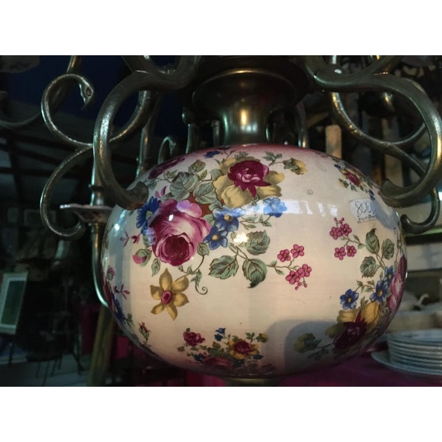 Large 12-Light Ceramic Chandelier, 1950s For Sale - Image 14 of 18