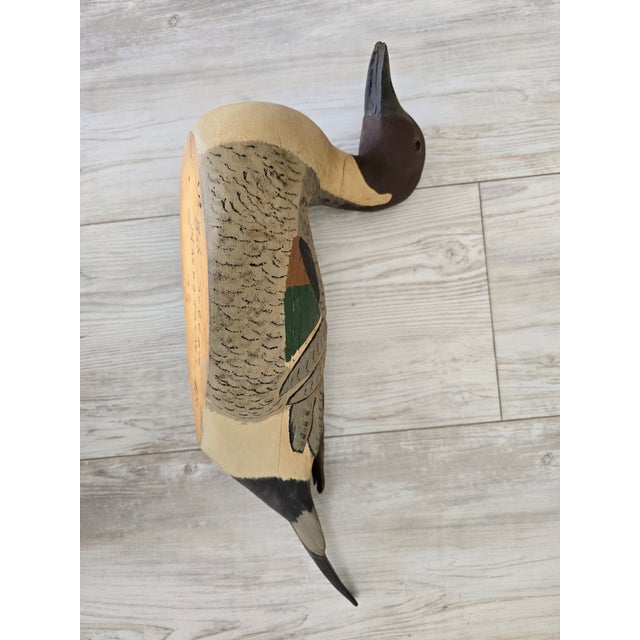 Wood 1975 Bob Sitton Hand-Carved Northern Pintail Life-Size Duck Decoy - Rare First Year For Sale - Image 7 of 12
