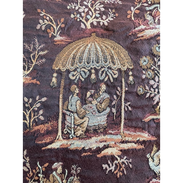 Vintage French (?) Tapestry Jacquard Chinoiserie Fabric. 51x90”. Brown, Rust, Orange, Tan. For Sale - Image 4 of 7