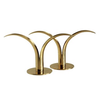 Swedish Brass Candlesticks- A Pair For Sale