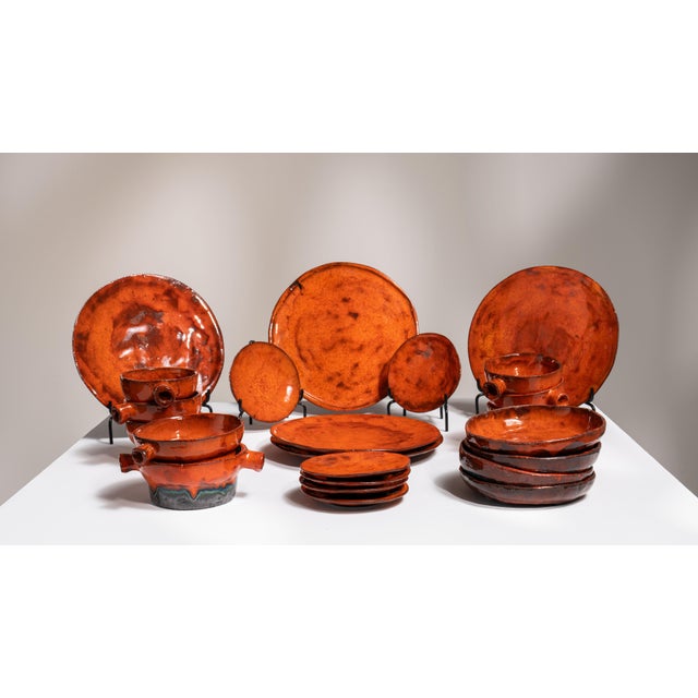 1970s Germany Burnt Orange Ceramic Dinnerware Set For Sale - Image 4 of 15