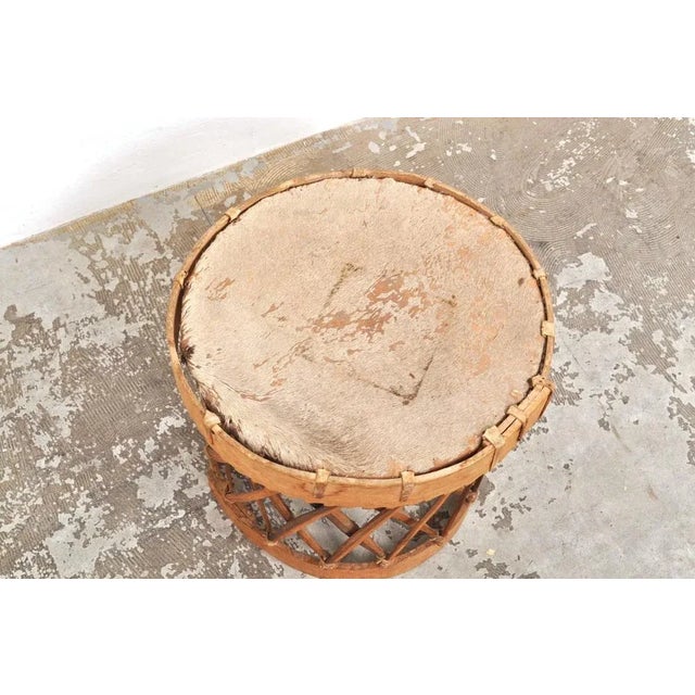Vintage Wood and Goat Leather Side Table, 1960s For Sale - Image 4 of 7