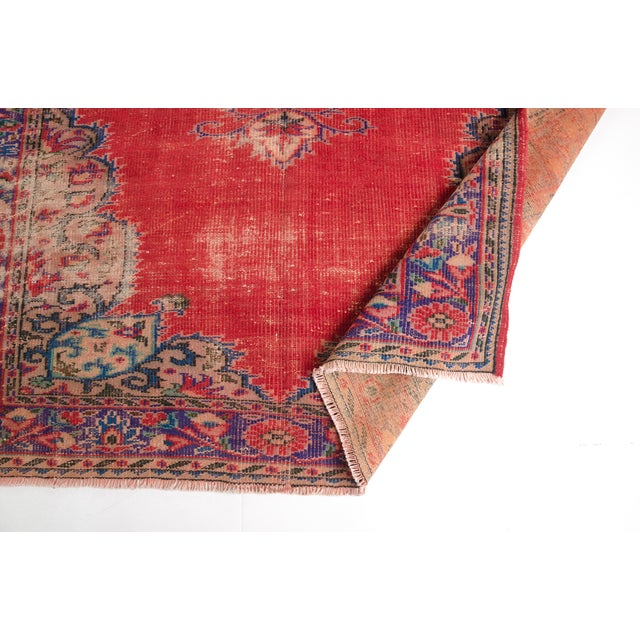 Faded Oushak Wool Carpet For Sale - Image 4 of 9