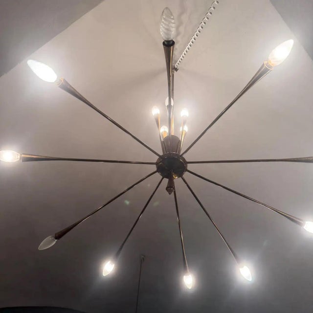 Lumi 1950s Mid-Century Modern Huge Sputnik Chandelier by Oscar Torlasco for Lumi For Sale - Image 4 of 18