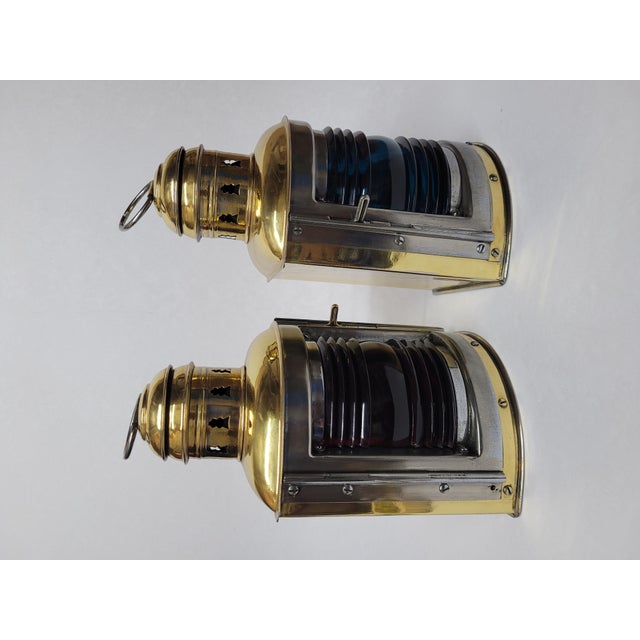 Metal Solid Brass Boat Lanterns by Perko For Sale - Image 7 of 12