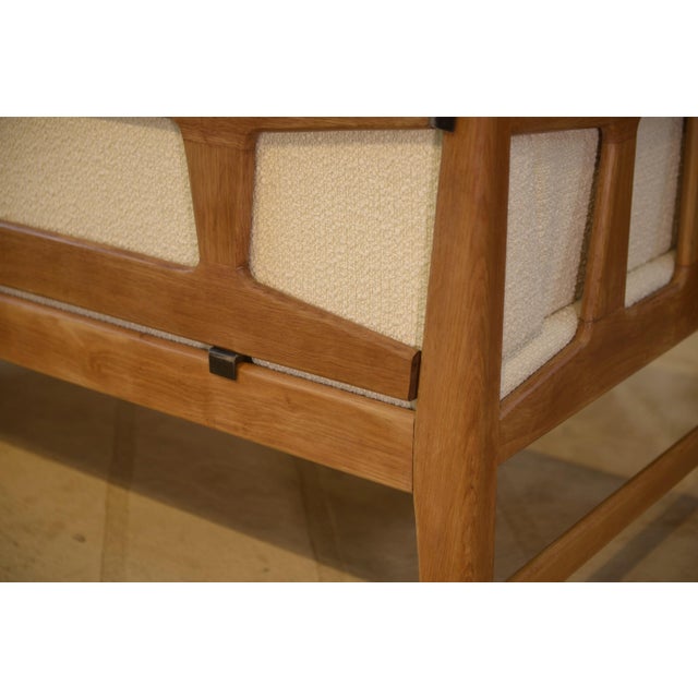 Oak and Ecru Bouclé Sofa by Guillerme et Chambron for Votre Maison, 1960s For Sale - Image 6 of 13
