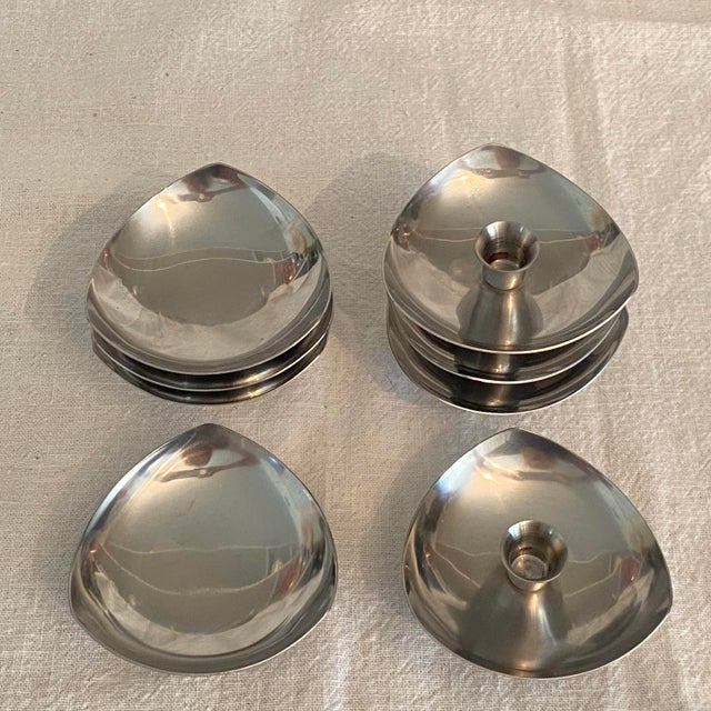 Danish Modern Made in Denmark candle holders. Two styles of 4 each.