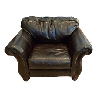 Oversized Club Furniture "Devonshire" Low-Profile Chocolate Leather Lounge Chair For Sale