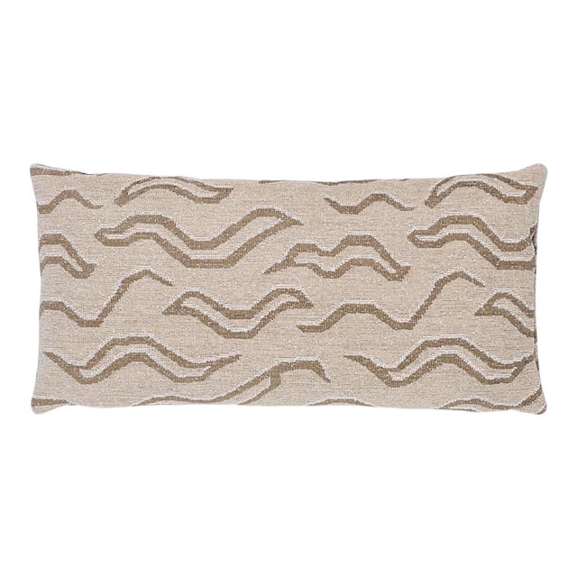 Schumacher Kata 24" Lumbar Pillow in Light Neutral For Sale