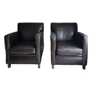 Pair of Bradington-Young Leather Club Chairs For Sale