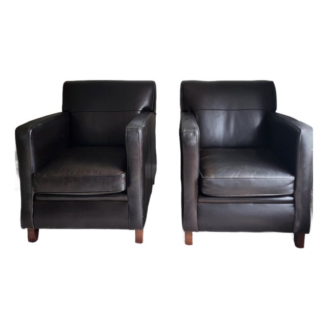 Pair of Bradington-Young Leather Club Chairs For Sale