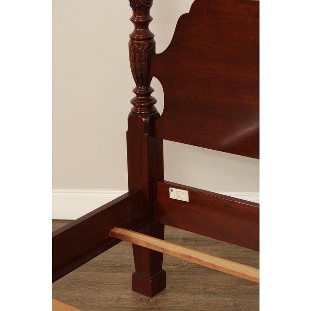 Ethan Allen 'Georgian Court' Cherry Rice Carved Queen Size Poster Bed For Sale - Image 14 of 18