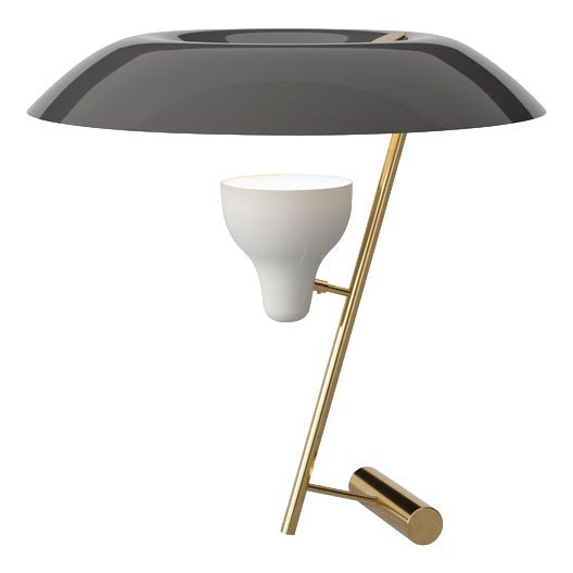 Model 548 Lamp in Polished Brass with Grey Difuser by Gino Sarfatti for Astep For Sale