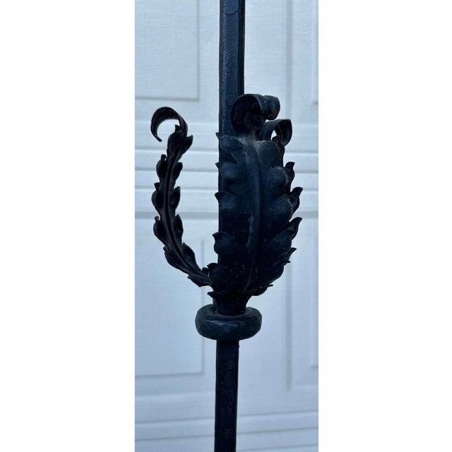 Mid 20th Century Spanish Forged Iron Floor Candlesticks, Torchieres 5 Ft Tall - Pair For Sale - Image 15 of 16
