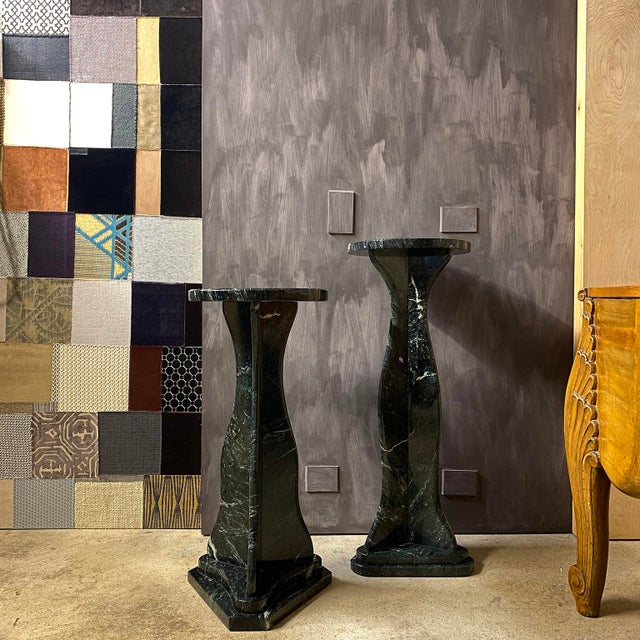 Verdi Alpi Marble Art Nouveau Style Short Pedestal For Sale - Image 13 of 15