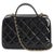 Chanel Black Quilted Patent Top Handle Vanity With Chain For Sale - Image 4 of 9