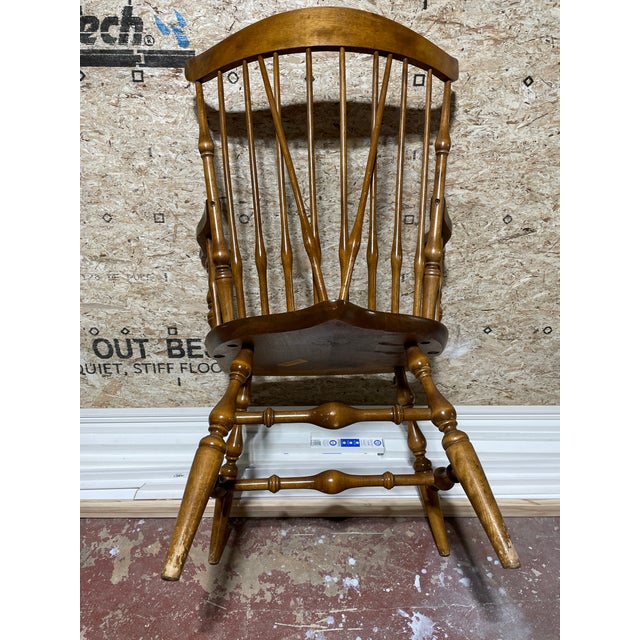 1960s Nichols and Stone Maple Fiddleback Brass Back Windsor Armchairs