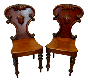 Antique Victorian Mahogany Side Chairs, 1860, Set of 2