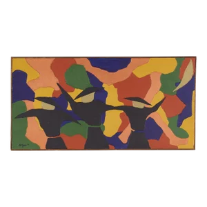 Bruce Myers Mid Century Signed Abstract Original Oil on Canvas Painting