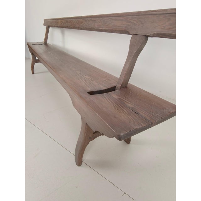 Brown Victorian Pitch Pine Railway Bench with Reversible Backrest For Sale - Image 8 of 14