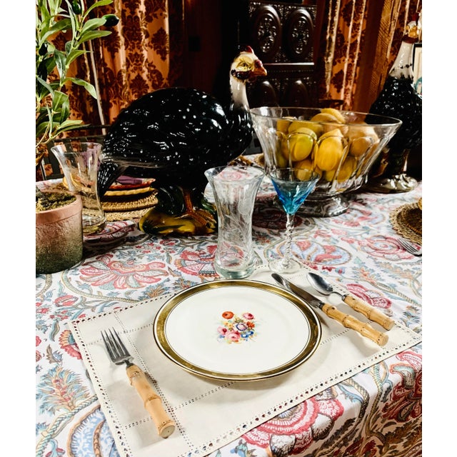 English Antique 1920s Gold Rimmed Botanical ‘Pareek’ Luncheon Plates by Johnson Brothers, Pattern Jb362- Set of 6 For Sale In San Antonio - Image 6 of 11