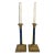 Vintage Brass Candlestick Column Lamps With Faux Marbre Accents- a Pair For Sale
