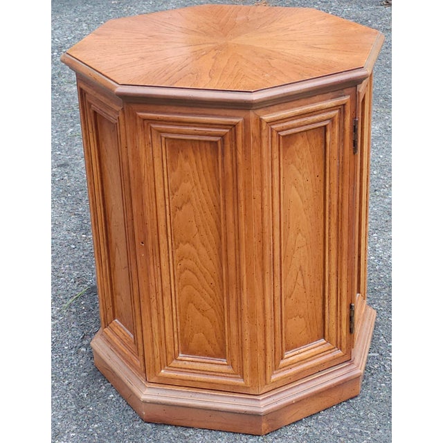 Mid 20th Century Hexagonal Oak Side Table Cabinet For Sale - Image 4 of 8