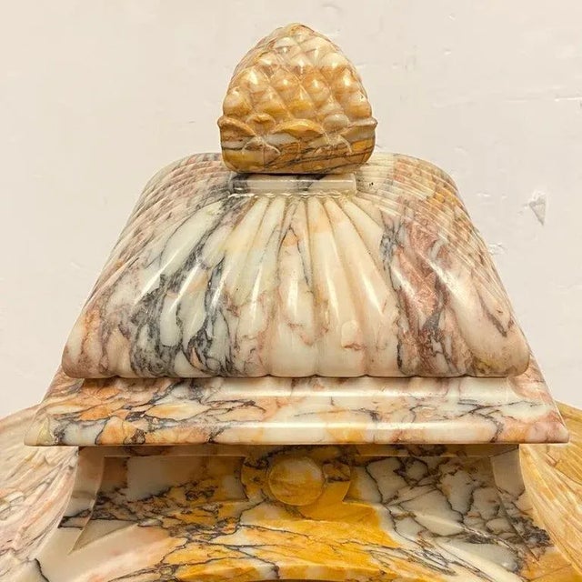 Large French 19 Century Carved Marble Mantel Clock For Sale - Image 4 of 13