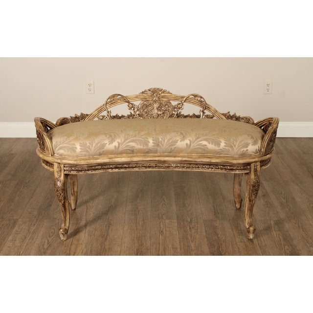 Late 20th Century Italian Rococo Style Antiqued Window Bench For Sale - Image 13 of 18