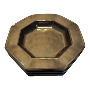 Set of 4 Juliska Stoneware Pewter 10” Octagonal Soup/Pasta Bowls