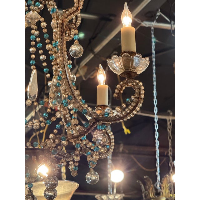Early 20th Century Vintage Italian Beaded Chandelier For Sale - Image 5 of 6
