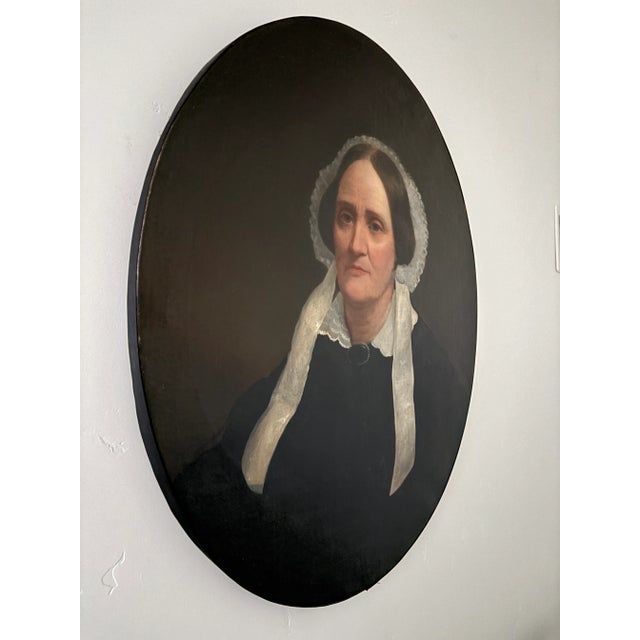 Victorian Original 19th Century American Oval Oil Portrait Painting For Sale - Image 3 of 12