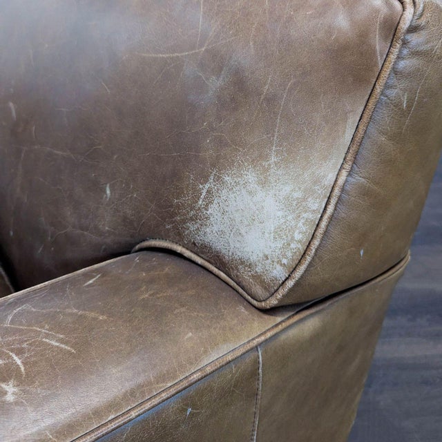 Mitchell Gold 3-Seat Brown Leather Sofa For Sale - Image 12 of 14